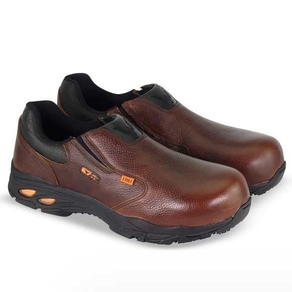Thorogood Composite Safety Toe Slip-On Brown Leather Oxford Shoe Unisex - Picture 1 of 16
